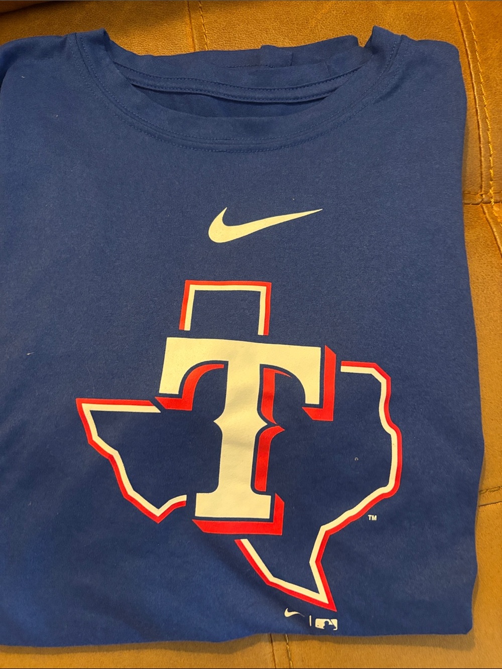 Nike Blue Texas Rangers Outline Logo Tee